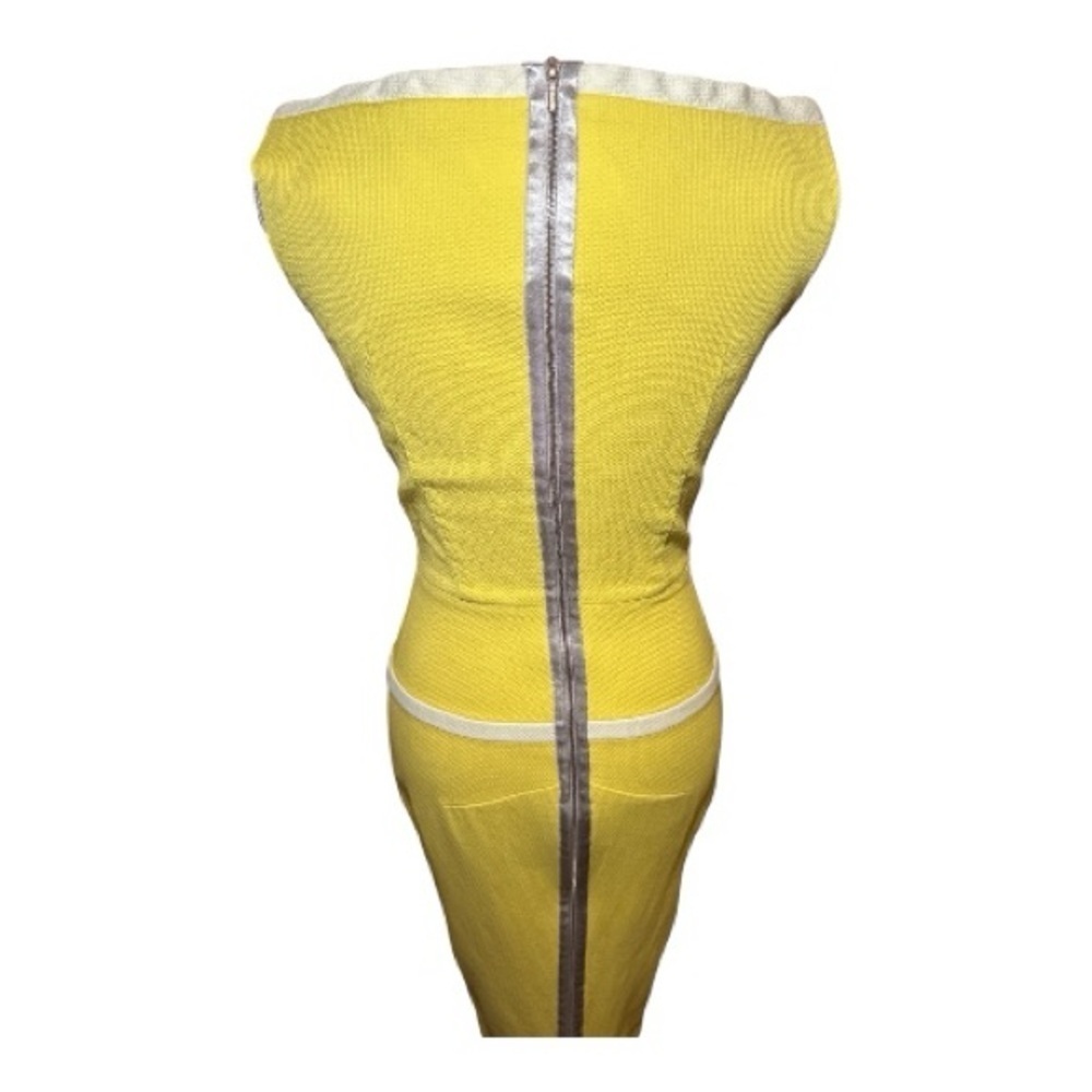 Victoria Beckham Yellow Sleeveless Sheath Dress US 6 UK 10 Summer Cocktail Party - Picture 9 of 16